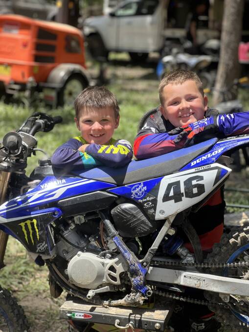 RIDING PAIR: Jayce Wallis and Tate Hutchison have been tearing it up around the motocross tracks around the state. Photo: Contributed.