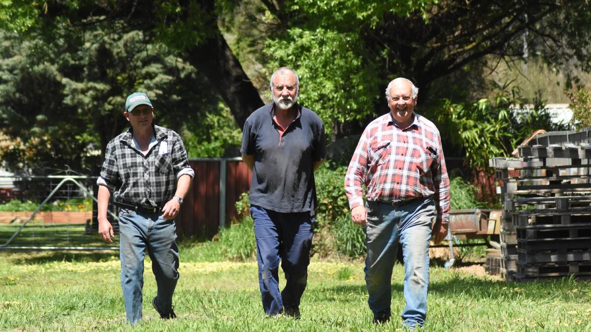 WALKING IT OFF: Daryl Hildebrandt, Paul Mulholland and Ian Tooke taking to the streets of Blayney in October last year.