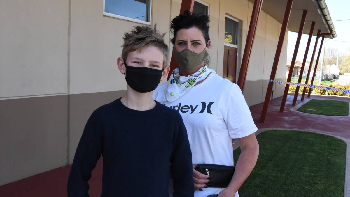 FIRST TIME: William Groves with Crystal Osborne outside the Blayney Community Centre. Photo: Mark Logan.
