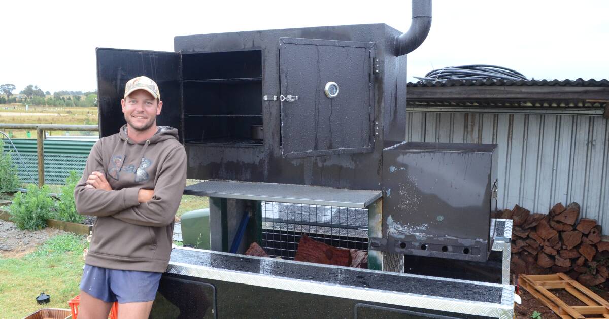 Hot to trot: Tim Steell is fully embracing the smoking trend, building his own movable offset smoker. Photo: Mark Logan.