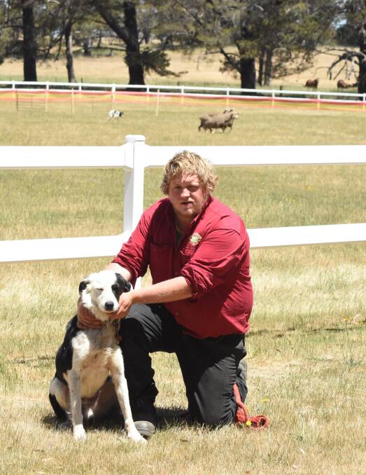 Good boy: Josh Marshall with Gundagai Nimbo River, otherwise simply known as River, at the Neville showground. Photo: Mark Logan.