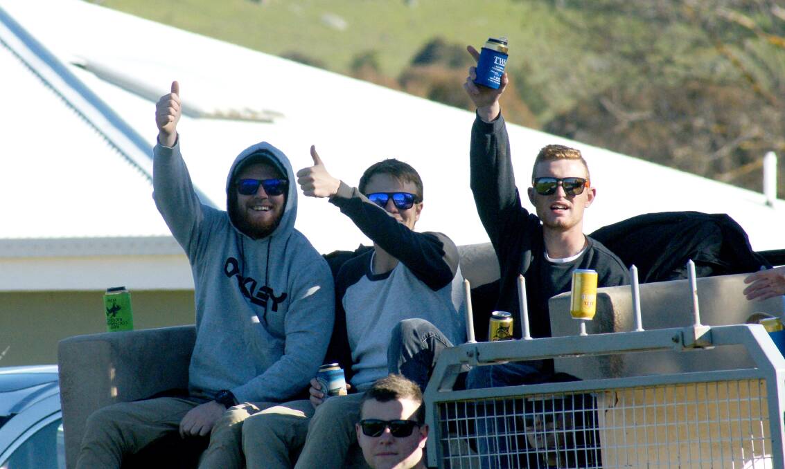 Rugby supporters cheering on the Rams at KGO in 2016.