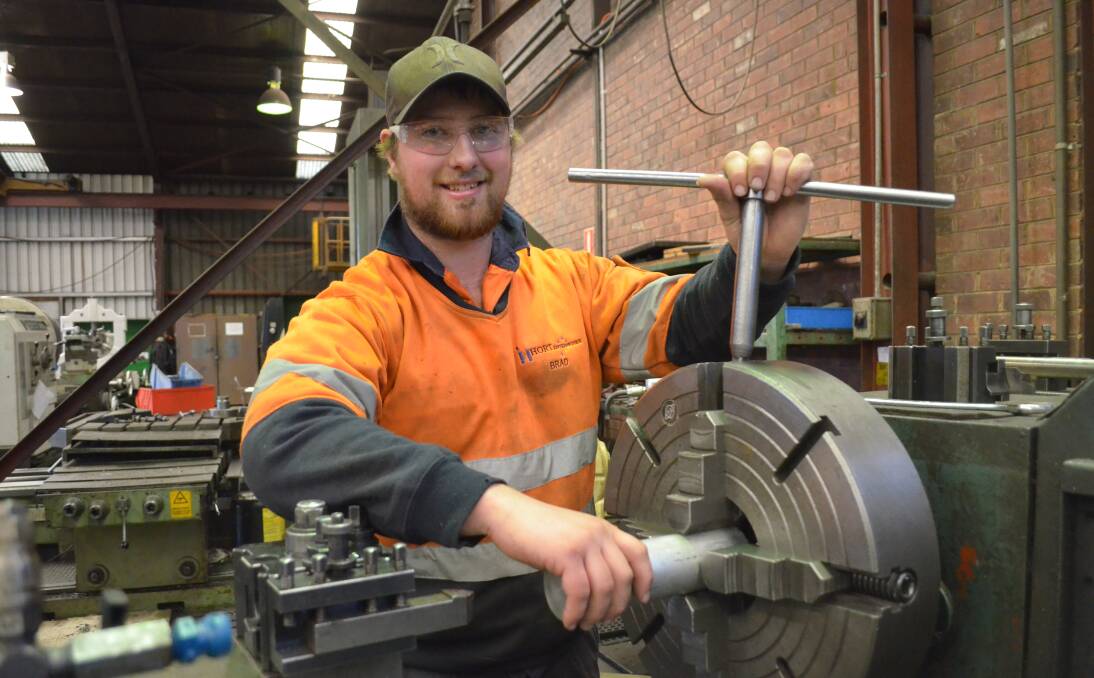 Fit to turn: Apprentice fitter-machinist Brad Ingham is heading to Abu Dhabi to battle it out. Photo: Declan Rurenga