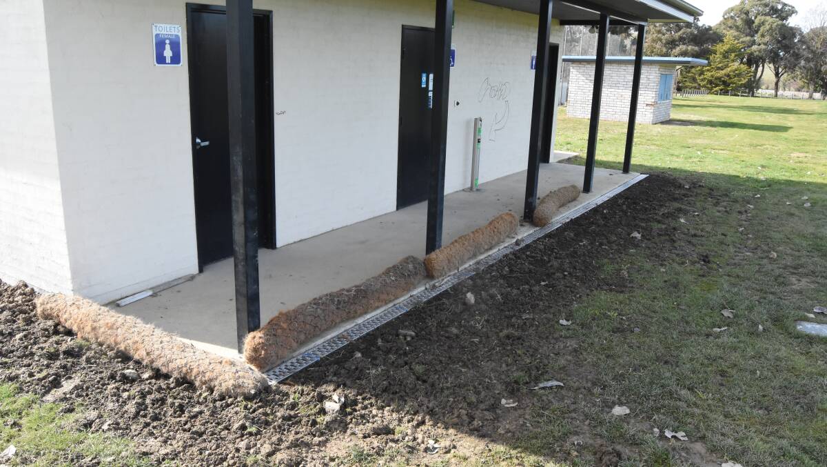 WET ROOMS: Drainage work and barriers against the toilet block at Napier Oval.