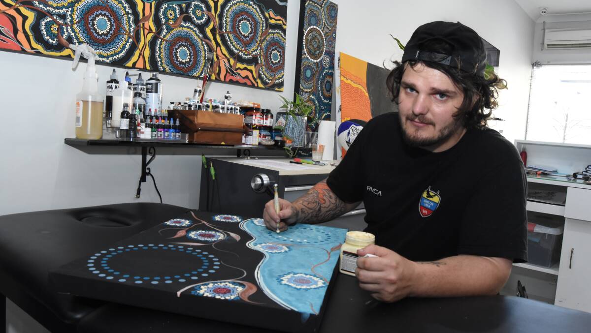 CONCENTRATION: Taylor Vincent believes that the self-discipline of martial arts has helped him succeed with his indigenous art. Photo: Mark Logan.