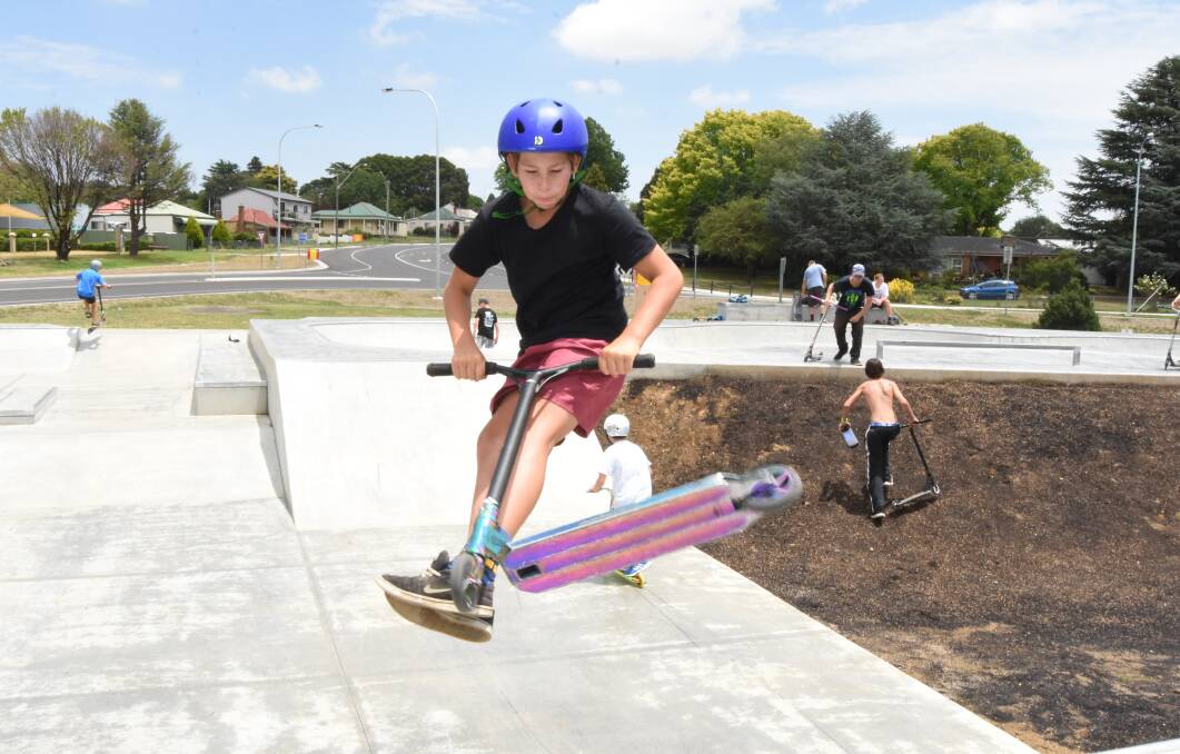 Flying high: Will Spackman at the skate park in early January. The Blayney Farmers' Market start at 8.30 this Sunday at Heritage Park.