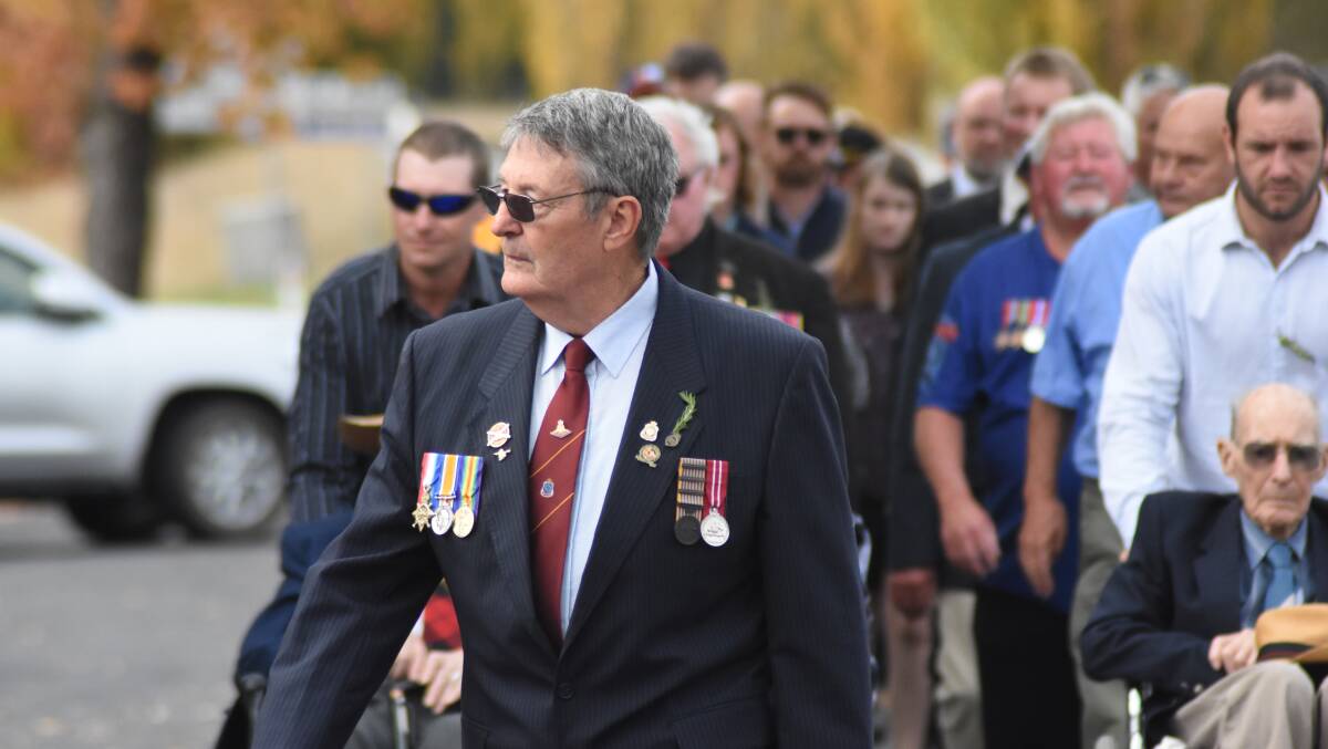 Reg Rendell during the 2019 ANZAC Day parade.