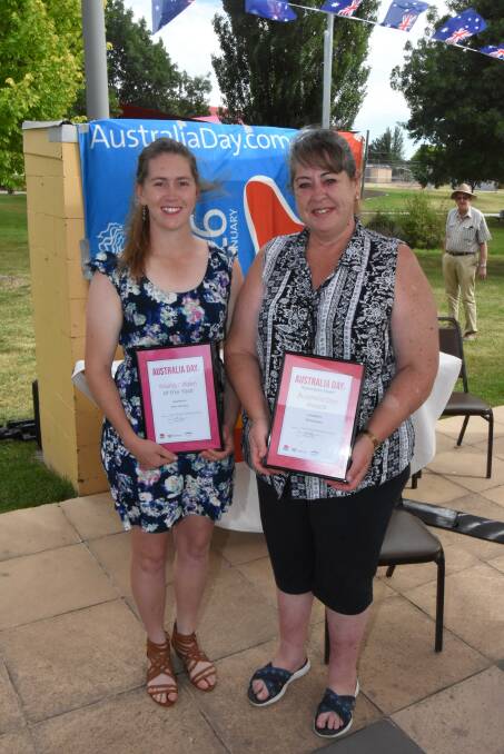 FAMILY AFFAIR: Alicia Gersbach with her aunt Rachel Burke at the Australia Day awards ceremony. Photo: Mark Logan