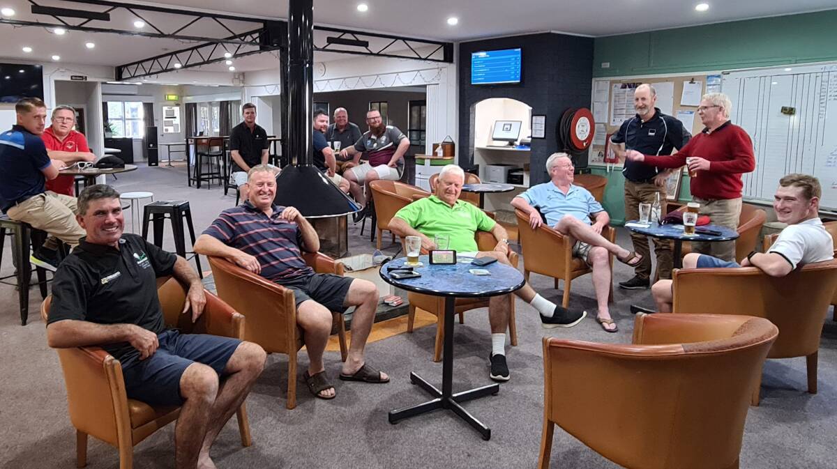Some of our members enjoying a drink and a bit of bragging about all their good shots while waiting for Captain Bowers to do the presentation to our Saturday winners.