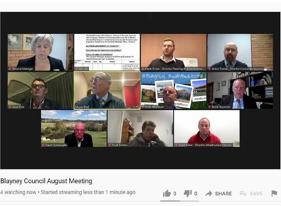BLAYNEY BUNCH: A screenshot of the August Blayney council meeting which was held on Zoom.