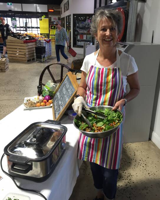 Chef to the Max: Maxine Meek created a delicious spinach, walnut, haloumi and sweet potato salad during last week's cooking demo. Photo: Mark Logan.