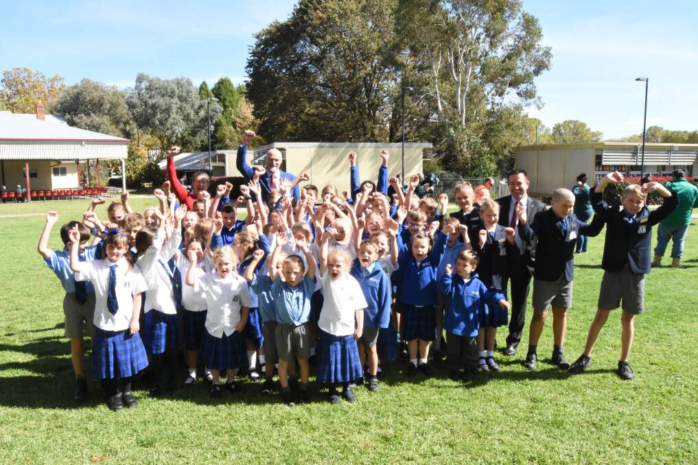 Celebrations: The younger students at Millthorpe Public School will witness a massive transformation of the school over the coming years. Photo: Mark Logan.