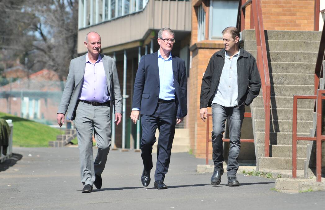 Side effects: Orange Labor candidate Bernard Fitzsimon, deputy Opposition Leader and gaming / racing shadow minister Michael Daley and caterer Michael Garrity.