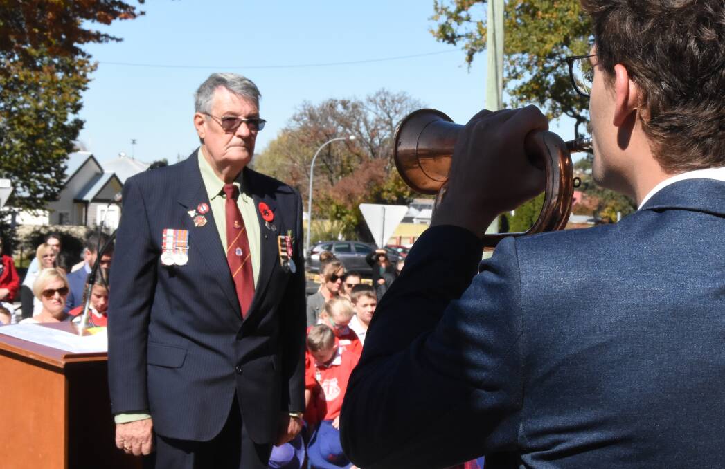 Reg Rendall during the ANZAC Day service in 2021.