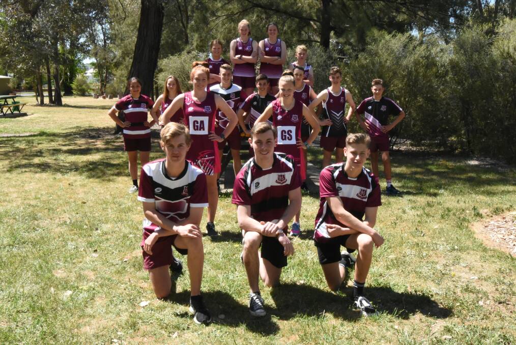 Dressed to win: Students from Blayney High School in the different versions of the school's new sports uniform. Photo: Mark Logan.