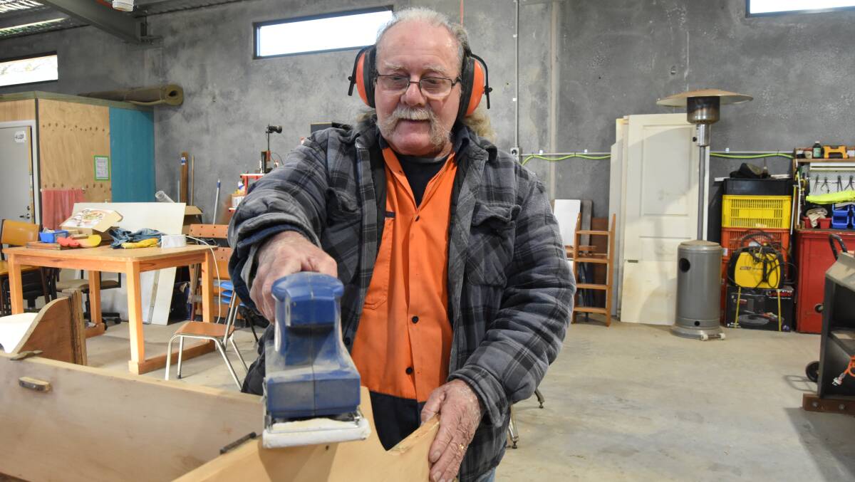 Blayney Men's Shed foundation member Brian Griffith in the new Blayney Men's Shed. Photo: Mark Logan