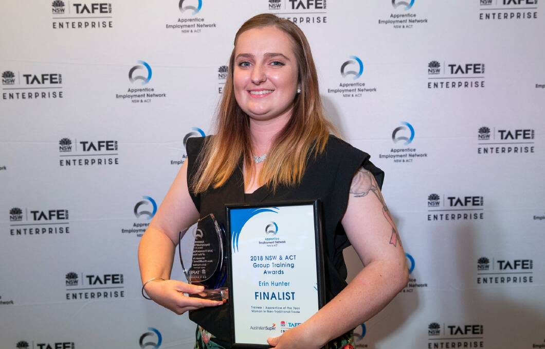 Bright spark: Erin Hunter won the Woman in Non-Traditional Trade Award at a ceremony in Sydney. Image courtesy: Apprentice Employment Network, NSW and ACT.