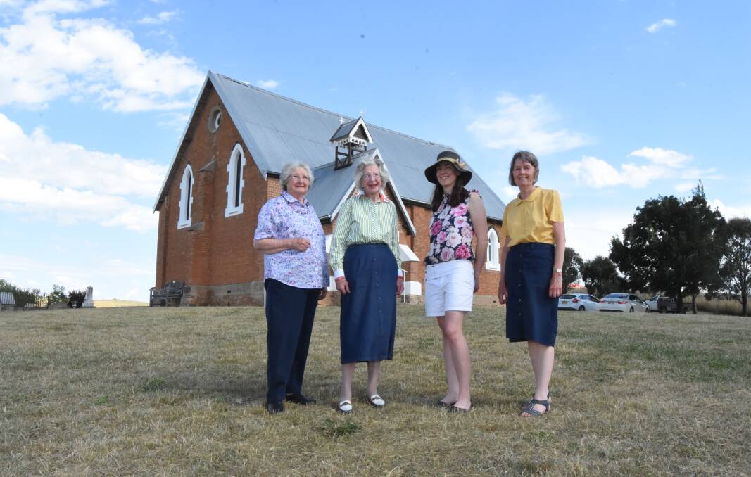 CELEBRATION: Sybil Parker, Beryl Rutherford, Megan Rutherford and Lyn Haley outside of St Stephen's Anglican Church. Photo: Mark Logan.