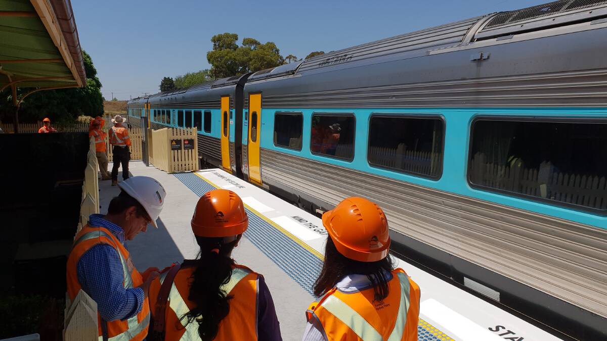 Exploring progress: The Broken Hill explorer passes through Millthorpe station during the handover. Photo: Contributed.