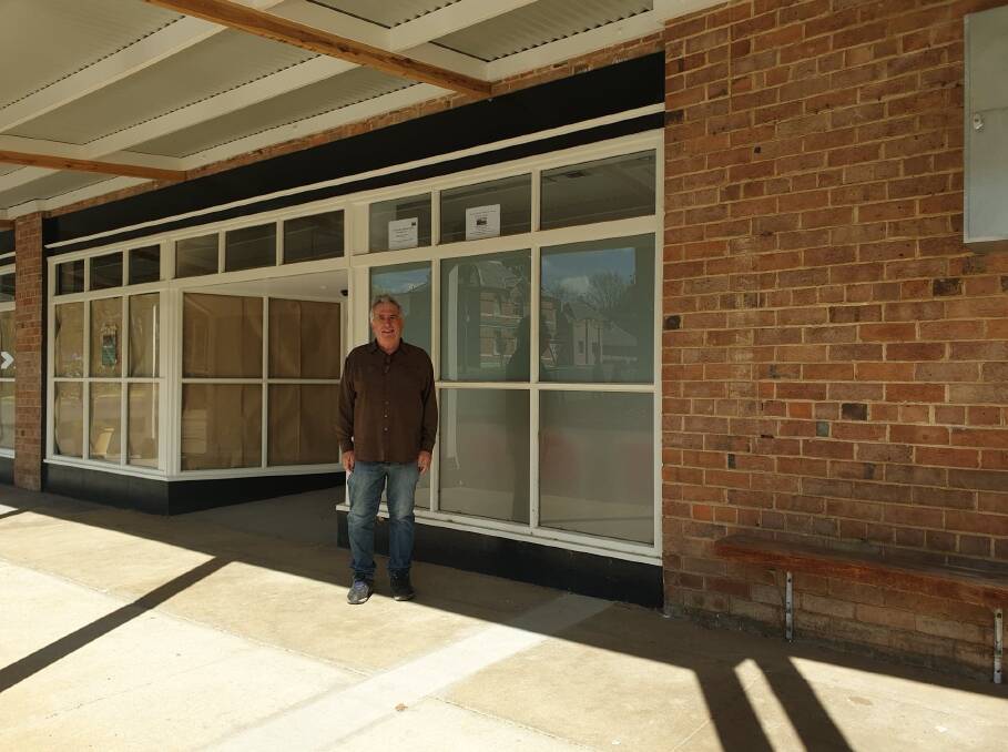 Waiting room only: Carcoar resident John Burke outside the soon to be opened medical centre. Photo: Contributed.