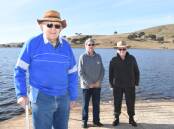 Tom Williams with Betty Williams and Don Bell are pleased to hear that a floating jetty is part of a new $253,000 upgrade of facilities. Photo: Mark Logan.