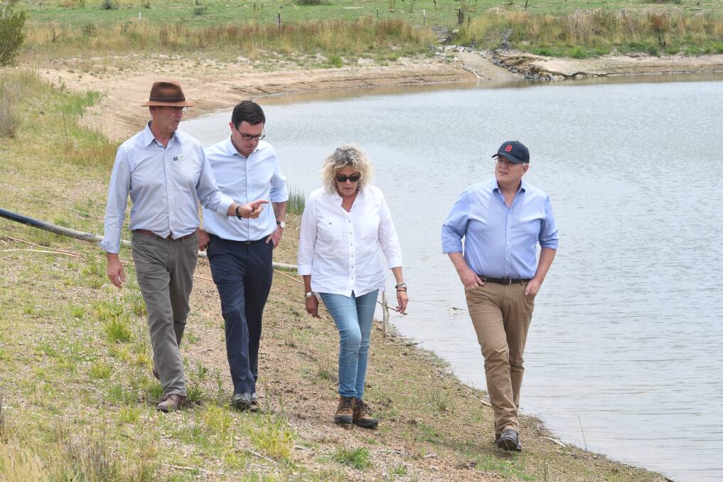 PROJECT UPDATE: Scott Ferguson, David Littleproud, President of the National Farmer's Federation Fiona Simson and Scott Morrison were at the Blayney Showground in January. Photo: Jude Keogh.