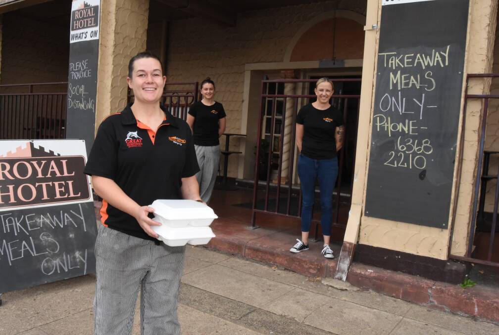 Cooking up a storm: Meg Taylor, Zoe Brownett and Linda Taylor are in charge of the kitchen at the Royal Hotel and are looking forward to feeding the residents of Blayney. Photo: Mark Logan.