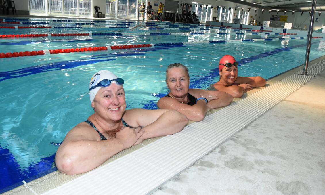 MERMAIDS: Heather Fillery, Kate Toole and Sophie Campbell will be taking part in the MS Mega Swim Blayney.