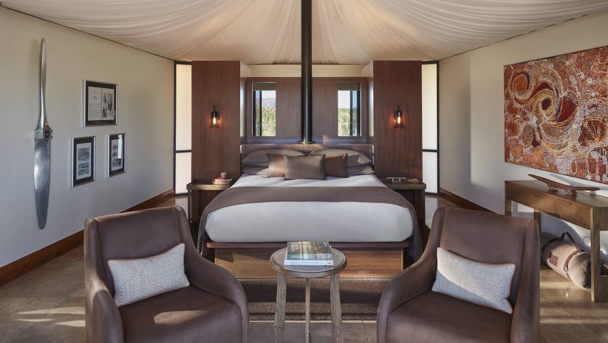 Inside Longitude 131's luxury tent. Picture: Supplied