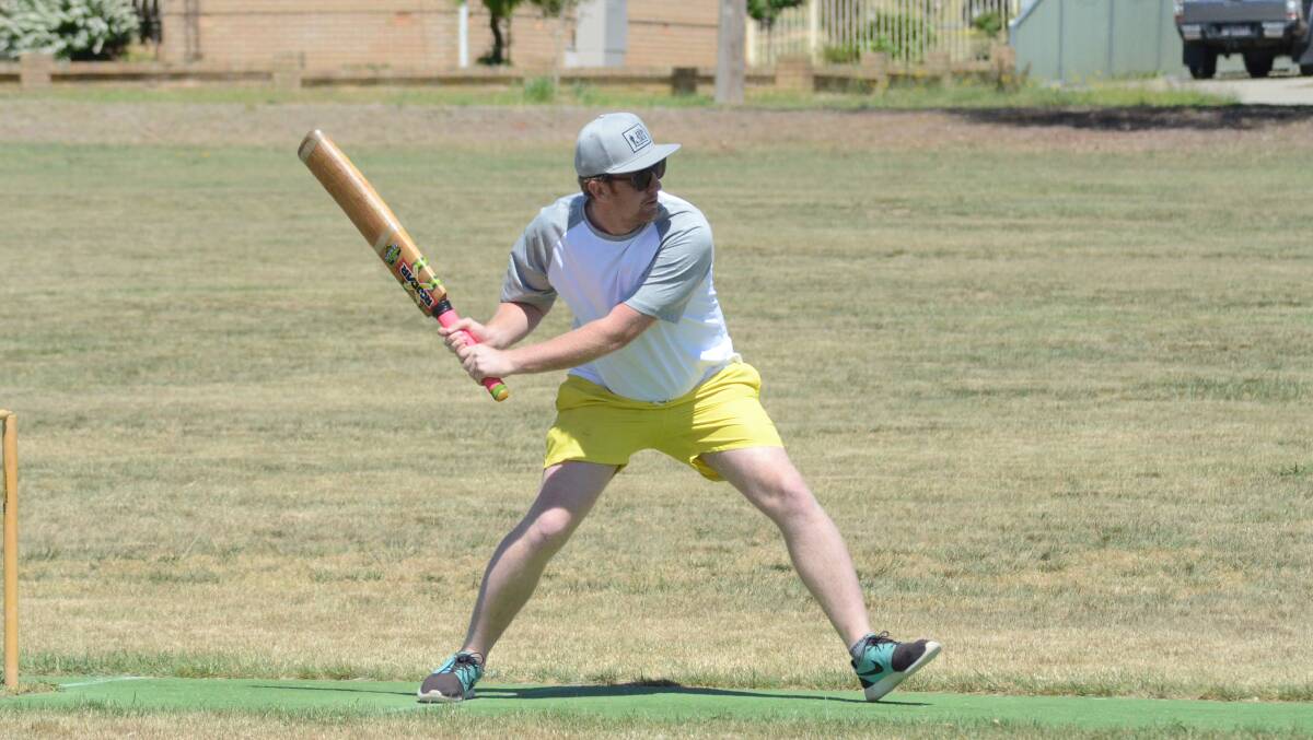 WHACK: Tim Smith in action during the 2017 Blayney seven-a-side cricket carnival. Photo: MARK LOGAN