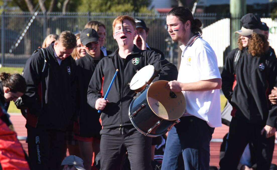 BANG THAT DRUM: The Dubbo College Senior Campus students get behind their team during last year's tie victory on home soil. Photo: NICK GUTHRIE