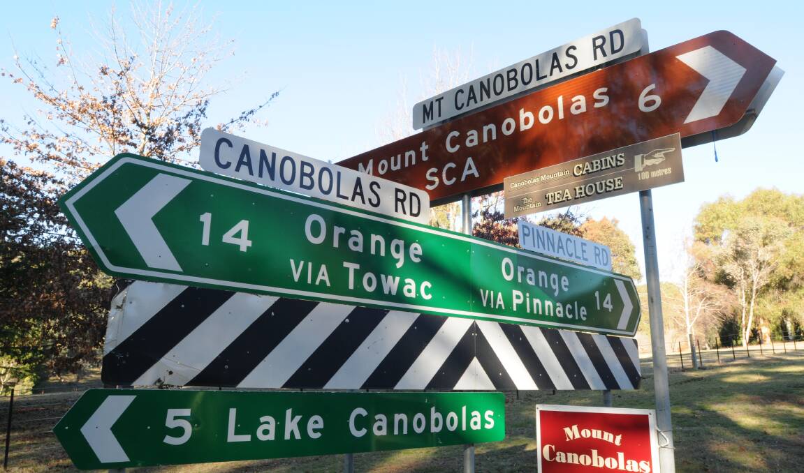 A signpost on Mount Canobolas. File picture