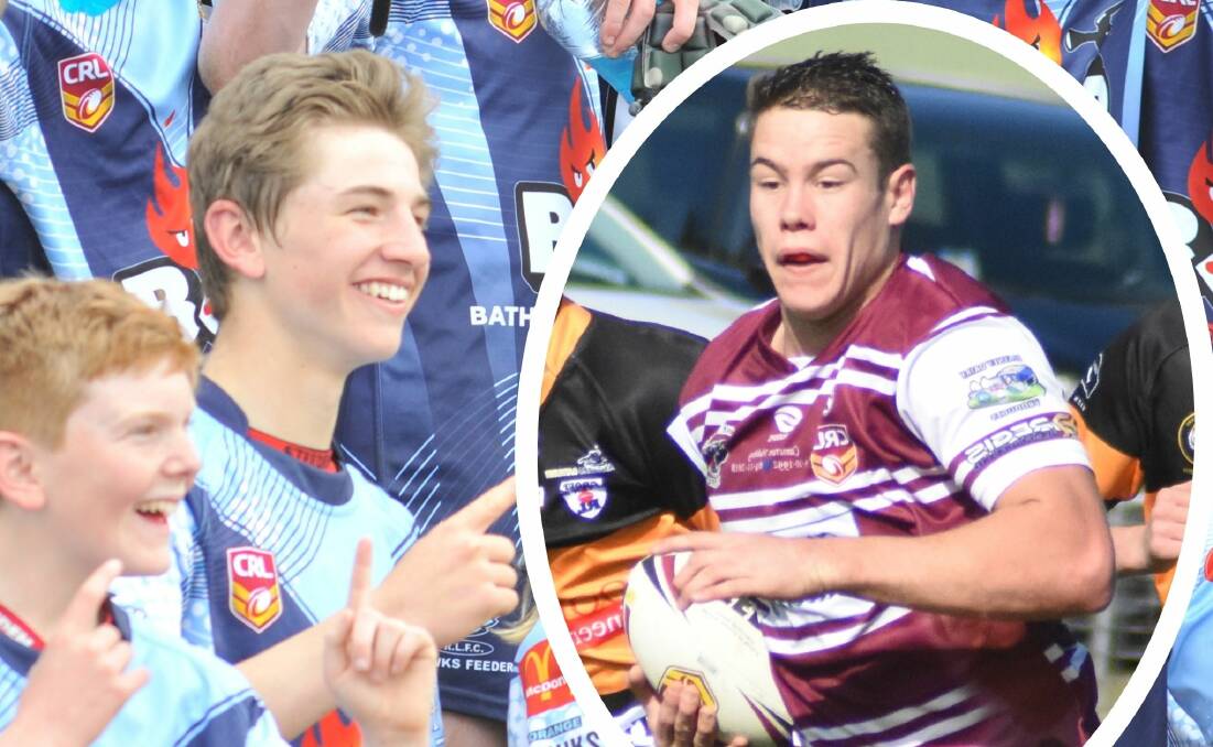 Jack Cole after winning a premiership with Bloomfield's under 14s in 2017 and Liam Henry in Blayney Bears colours. 