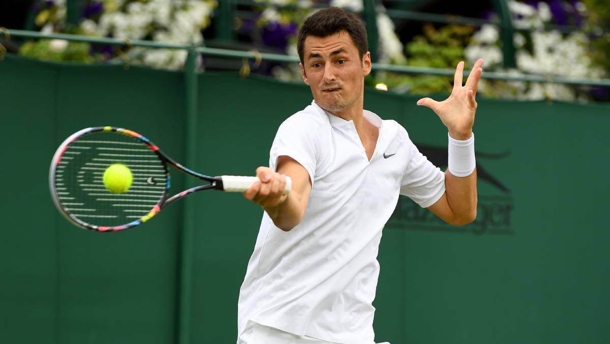 Bernard Tomic in round one action. Photo: Getty Images