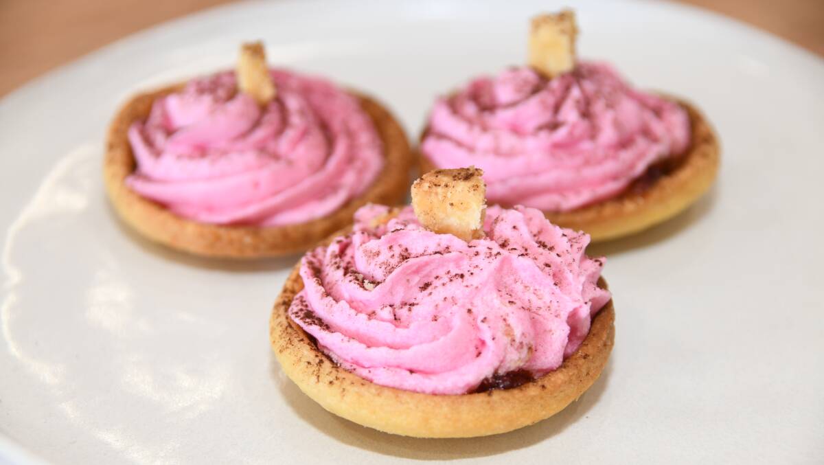 Patricia Green's pink Mushroom Tarts are a signature item at Hansel & Gretel Bakery Co. recently opened by Jason Ash and Corrine Hort. Picture by Jude Keogh 
