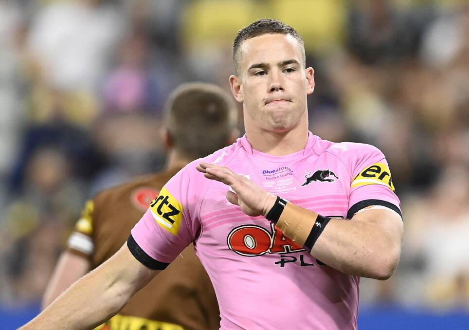 Blayney talent Liam Henry made his NRL debut for Penrith in la 2022 clash with North Queensland. Picture by Getty Images