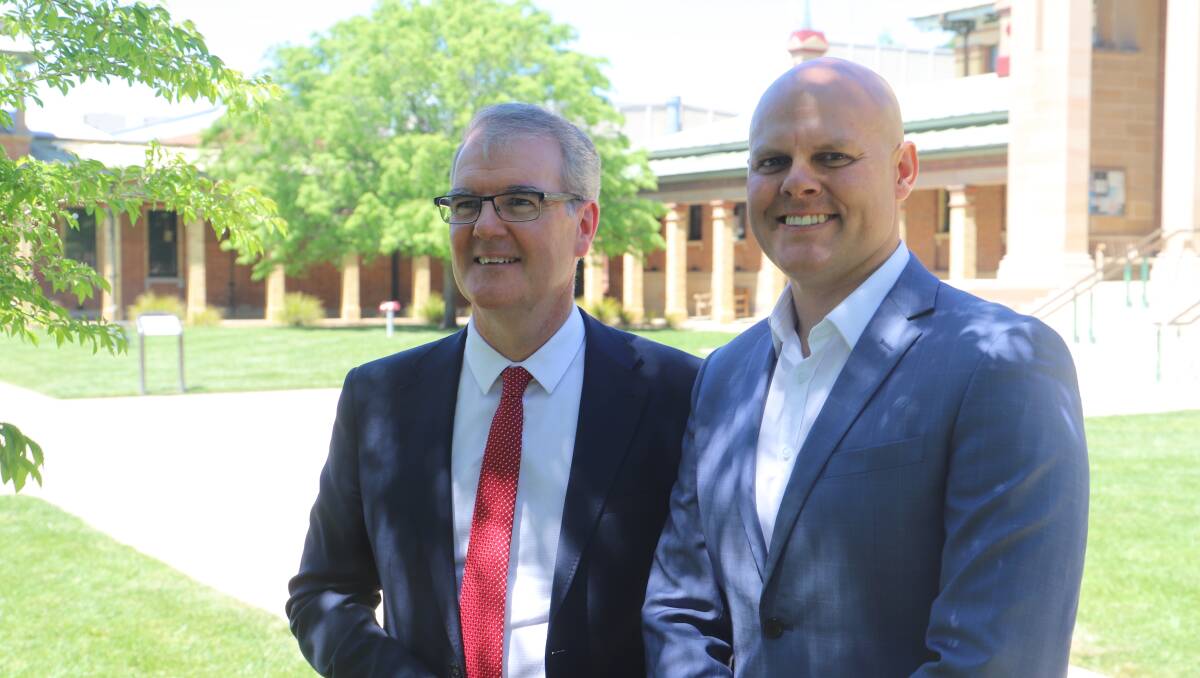 CAMPAIGN TRAIL: Deputy opposition leader Michael Daley with the Labor Party's candidate for Bathurst, Beau Riley, at the Bathurst Court House last week. 