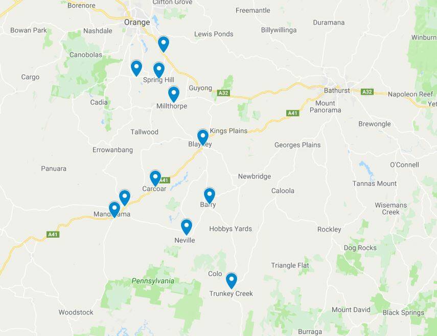 WHERE TO VOTE: Voting centres in and around Blayney Shire Council for Saturday's federal election. 