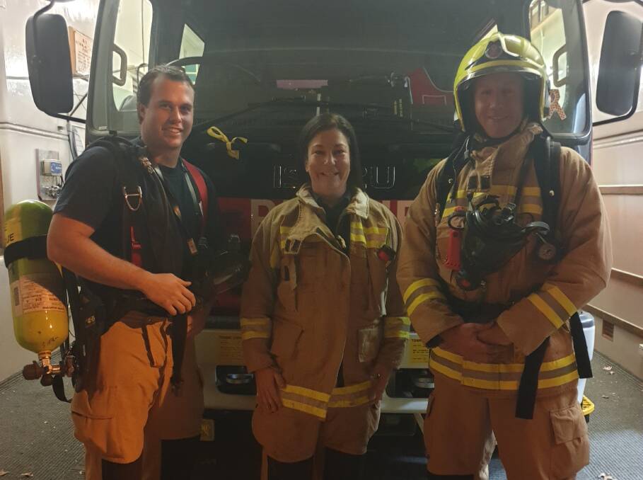 READY TO OPEN UP: Fire and Rescue NSW's Blayney firefighters Adam Hamilton, Casey Dixon and Dustin Burns ahead of Saturday's open day. Photo: SUPPLIED