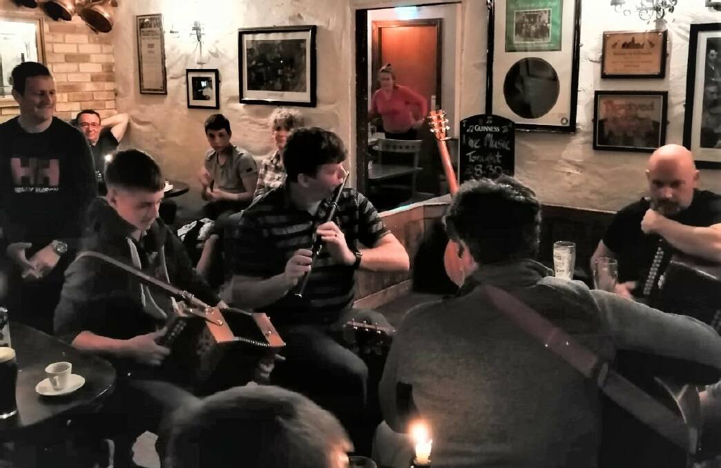 A traditional music session in progress at Gus O'Connor's bar in Doolin. 