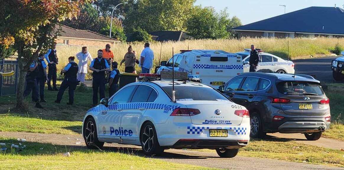 Police at the scene where a car was dumped near South Terrace. Picture by Troy Pearson/TNV
