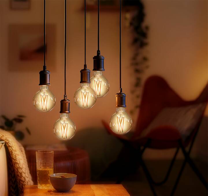 Laser Co filament bulbs, $24 each. LED bulbs that last for thousands of hours, are environmentally friendly and create a classy vibe. Available at Big W from August. 