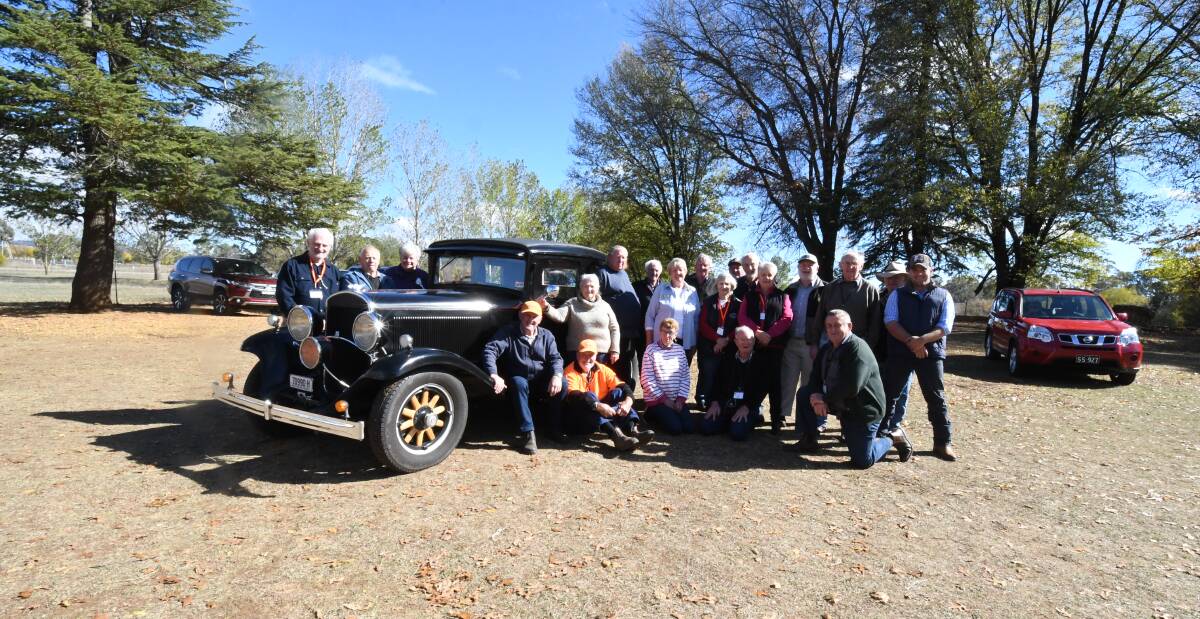 CAR SHOW: Lance Seymour, Ray Dwyer, Rosemarie Amos,Peter Amos, Anne and Owen Magill, Dave Gray, Robert Mackenzie, Chris Gray, Kerry Ristrom, Keith Packham, Wilga Coutts, Kevin Ryan, Jim Coomber, Evan Coutts, Carol Ryan, Andrew Sharpe, Bruce Heinrich, Kevin Penson, David Kain and Jacob Kain. Photo: CARLA FREEDMAN