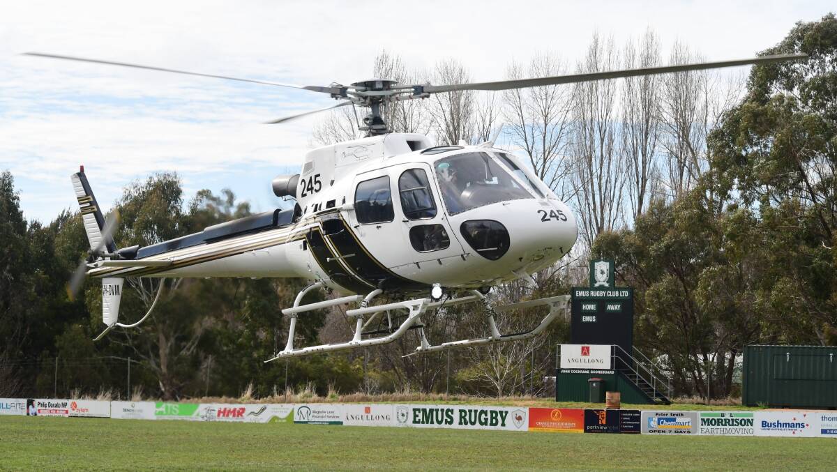 UP AND AWAY: A helicopter has been in use at Endeavour Oval to dry out the track. Photo: CARLA FREEDMAN 