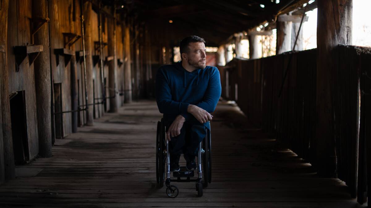 History: Champion wheelchair athlete Kurt Fearnley during a solemn moment in the SBS show Who Do You Think You Are? screening on Tuesday.