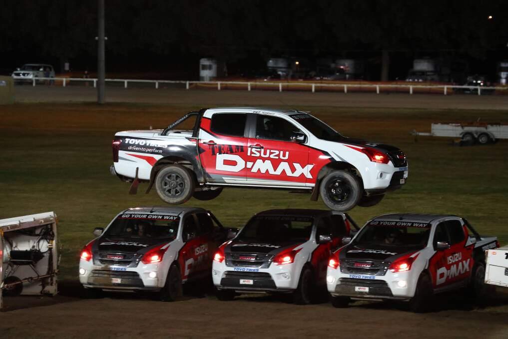 Spectacular Stunts: The Isuzu DMax drivers will be performing a huge range of stunts on Friday night that will keep the crowd on the edge of their seats. Photo: File.