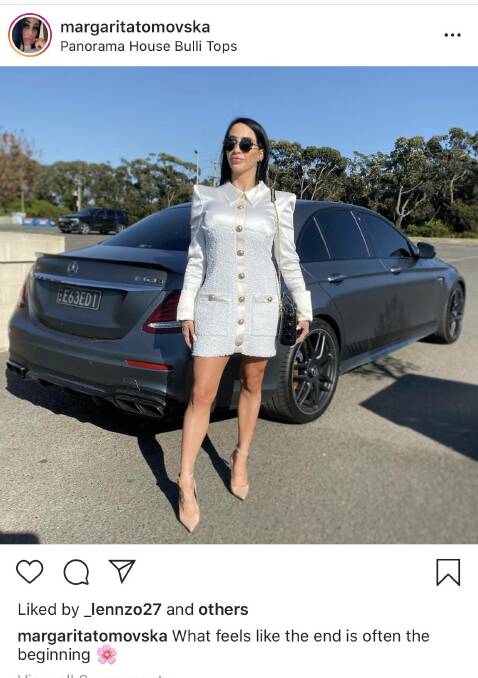 Margarita Tomovska posted a picture of her outfit on Instagram on her way to Wollongong on Thursday morning.