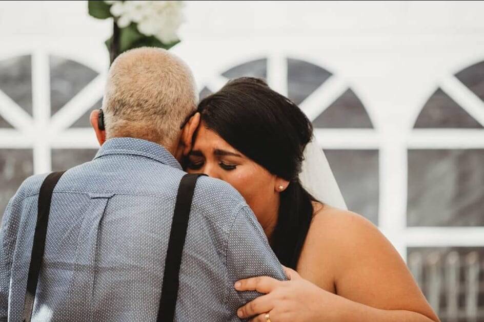LOVE: Helen Meezs shares the first dance at her wedding with her father, Nelson Meezs, who was terminally ill at the time. Picture: Anne Young, Heather and Twine Photography.