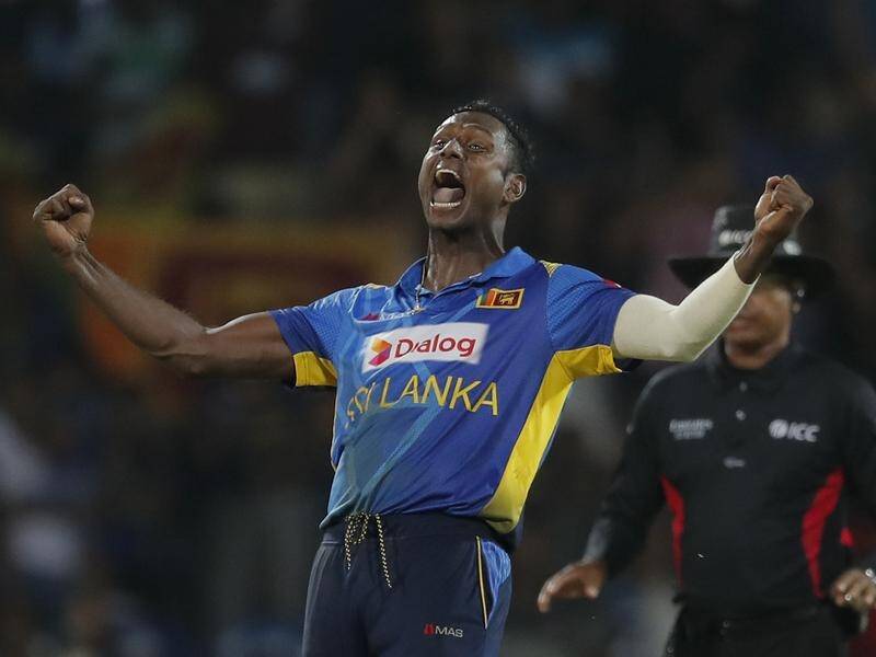 Angelo Mathews has been selected in Sri Lanka's squad and is set for a sixth T20 World Cup. (AP PHOTO)