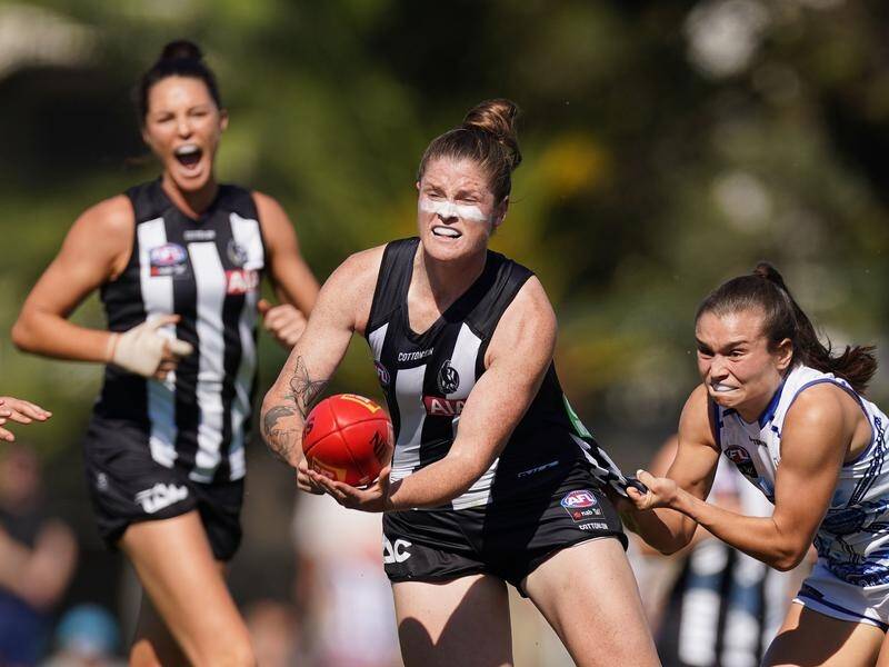 Collingwood's Brianna Davey (c) has been named captain of the AFLW All-Australian team.